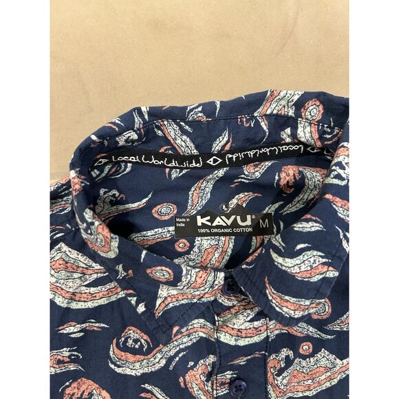 Kavu Men’s Medium Blue Short Sleeve Button Up Shirt - Picture 3 of 6